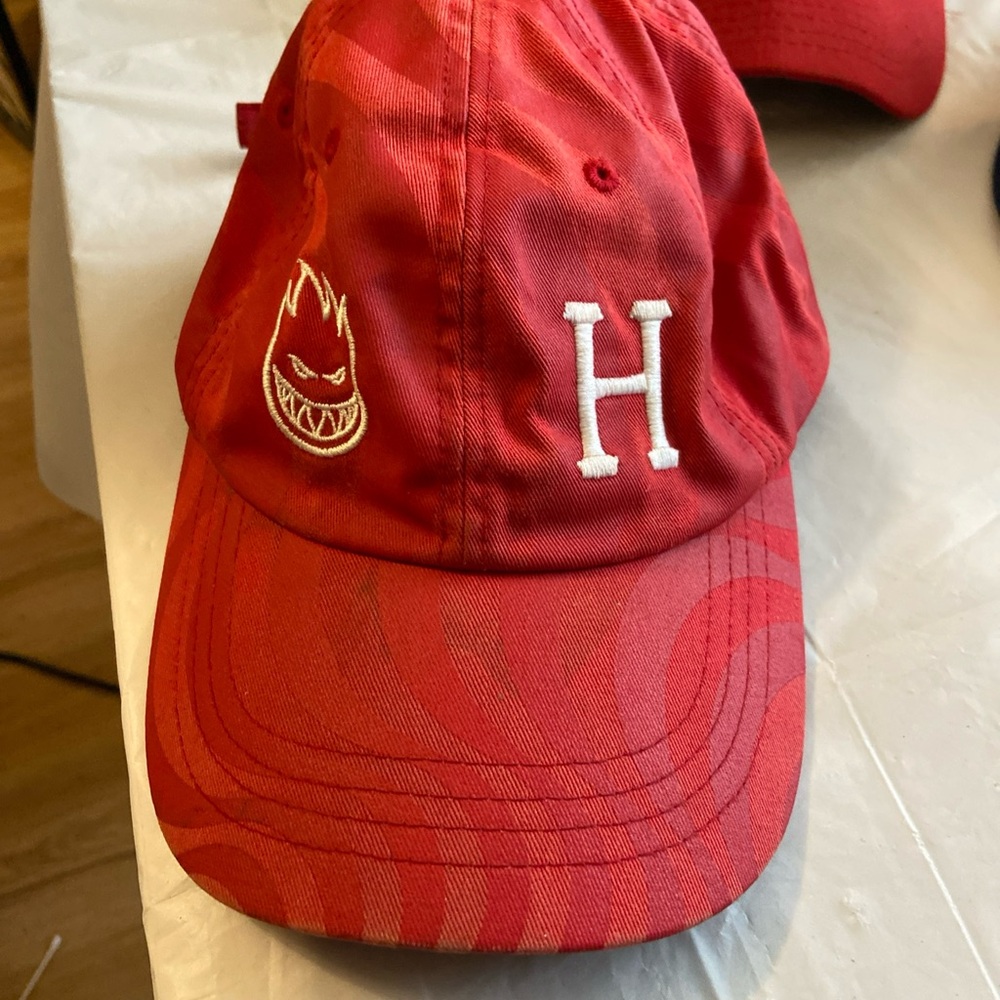 HUF Red and White Baseball Cap with Embroidered Design
